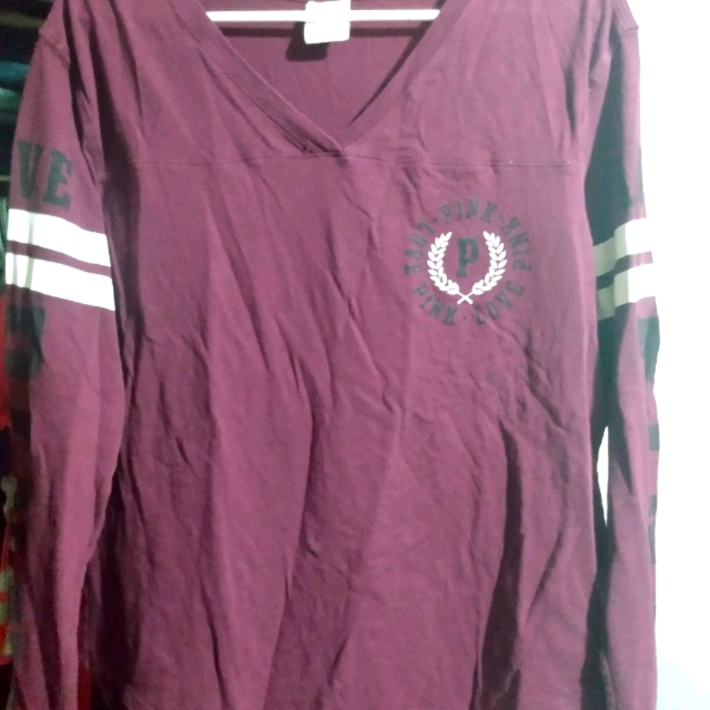 PINK long sleeve V neck shirt